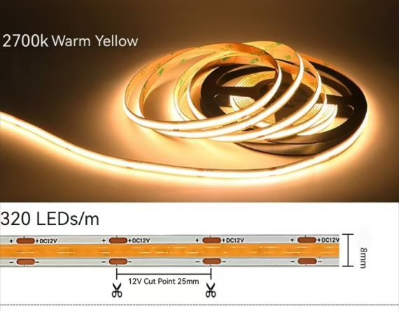 8mm led strip 2700k