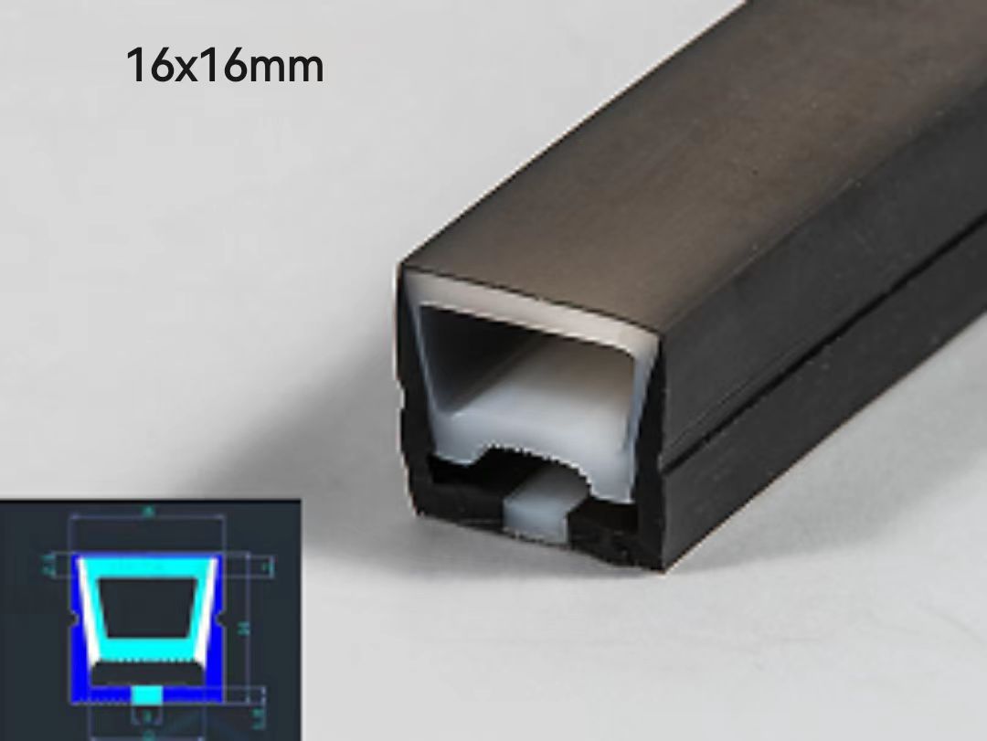 led neon lights black silicone 16x16mm