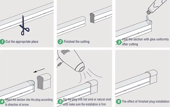 neon rope led lights cutting method