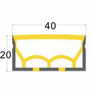 Double Row top view neon lights cover 40x20mm